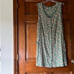 April Cornell Green Floral Sleeveless Dress